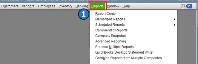 Reports menu - Report center