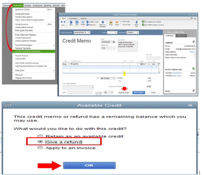 Give-a-refund-Image - give customer a credit or refund in QuickBooks Desktop for Windows